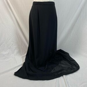 After Dark black chiffon maxi skirt rhinestones vintage Whimsigoth fairy sz 18